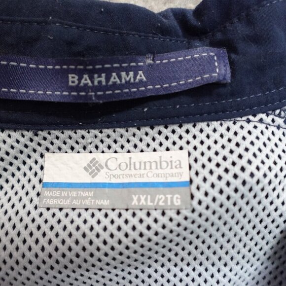 Columbia PFG Shirt 2XL Blue Solid Bahama Short Sleeve Fishing Vented - Picture 3 of 6